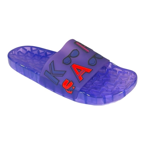 Karl Lagerfeld Tylee Blue Smoke Translucent Pool Slides Womens Size 10 NEW - Picture 5 of 8